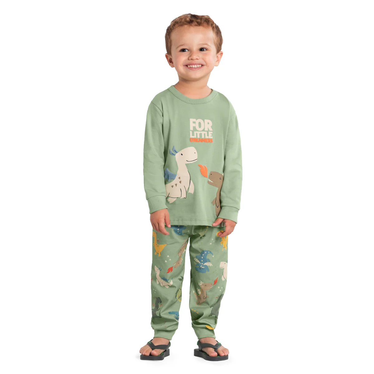 Camisesta manga larga Y Pantalón Nene | Dinosaurio Verde Brandili - Image 4