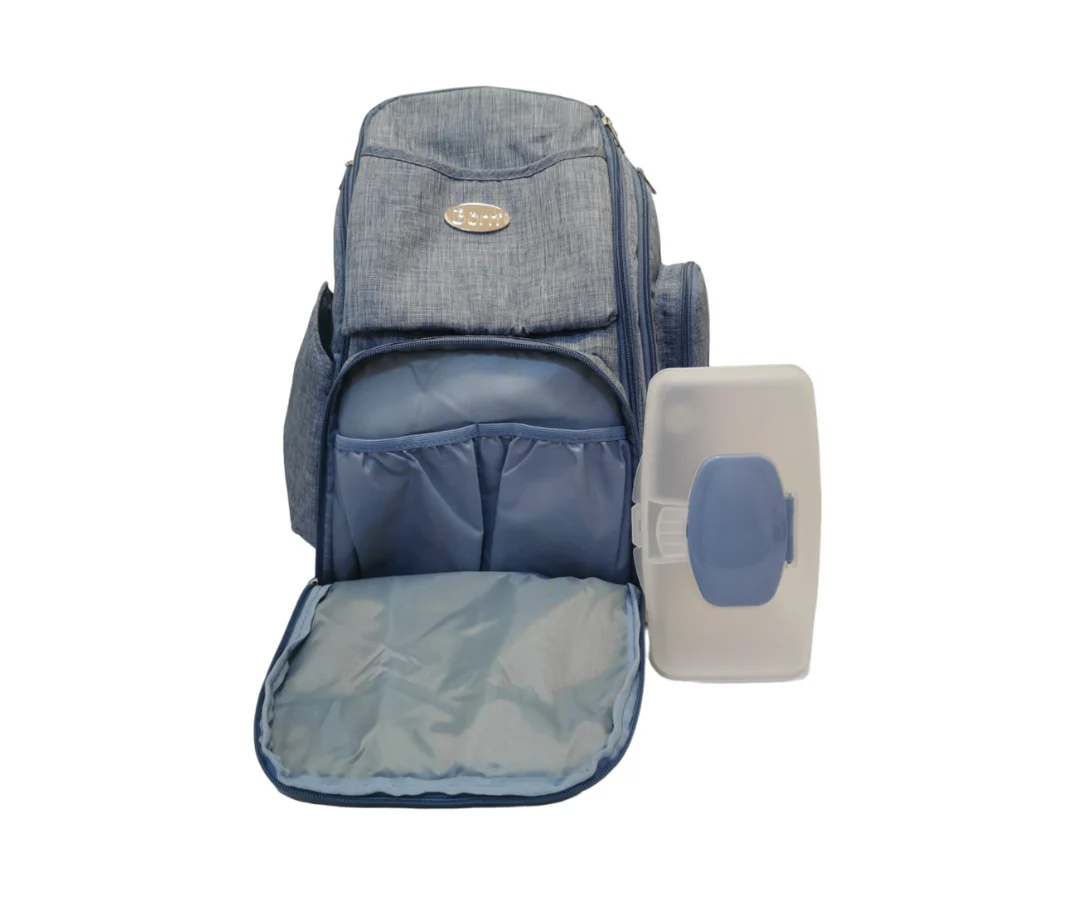 Pañalera Mochila Celeste Melange Born - Image 2