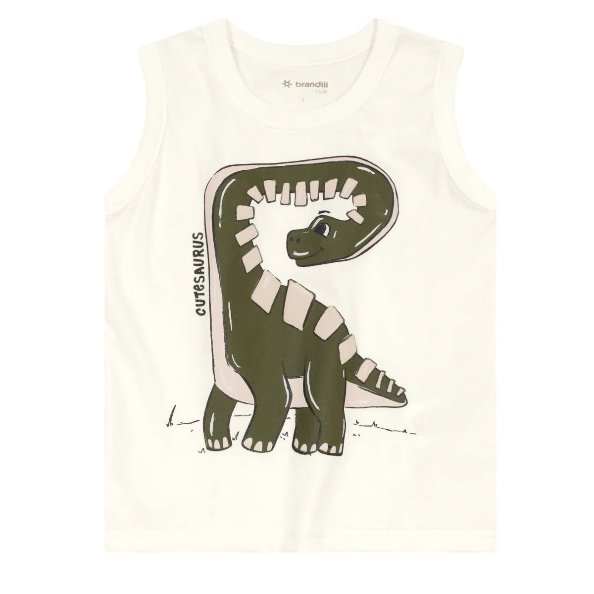 Camiseta Sin Mangas Y Bermuda Nene Cutesaurus | Blanco Brandili - Image 3