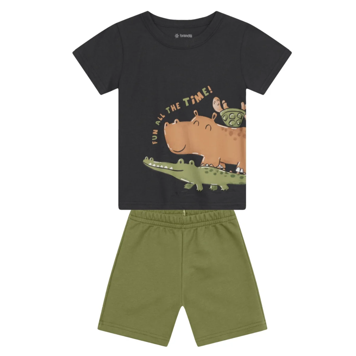 Camiseta Y Bermuda Nene Animals | Negro Brandili - Image 2