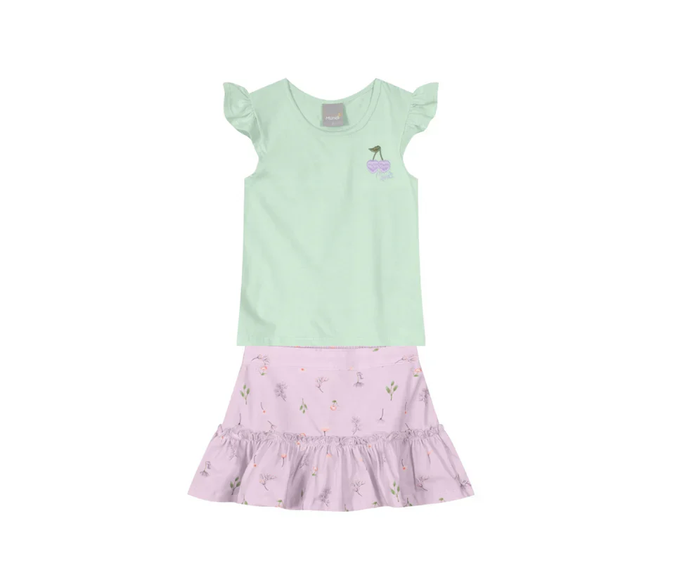 Conjunto Para Nenas Blusa Y Falda Shorts Mundi