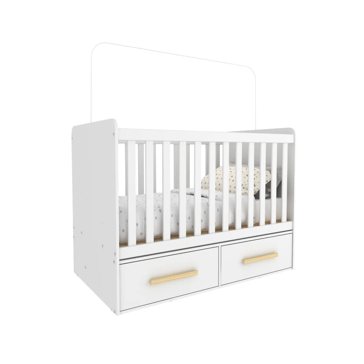 Cuna Con Cajón Blanco Natural