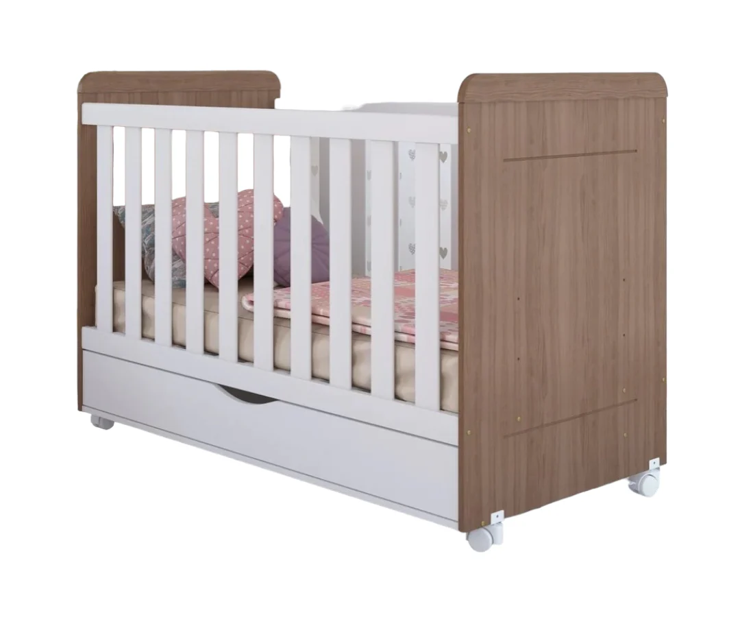 Cuna Con Cajón  Blanco Y Oak Multimovies