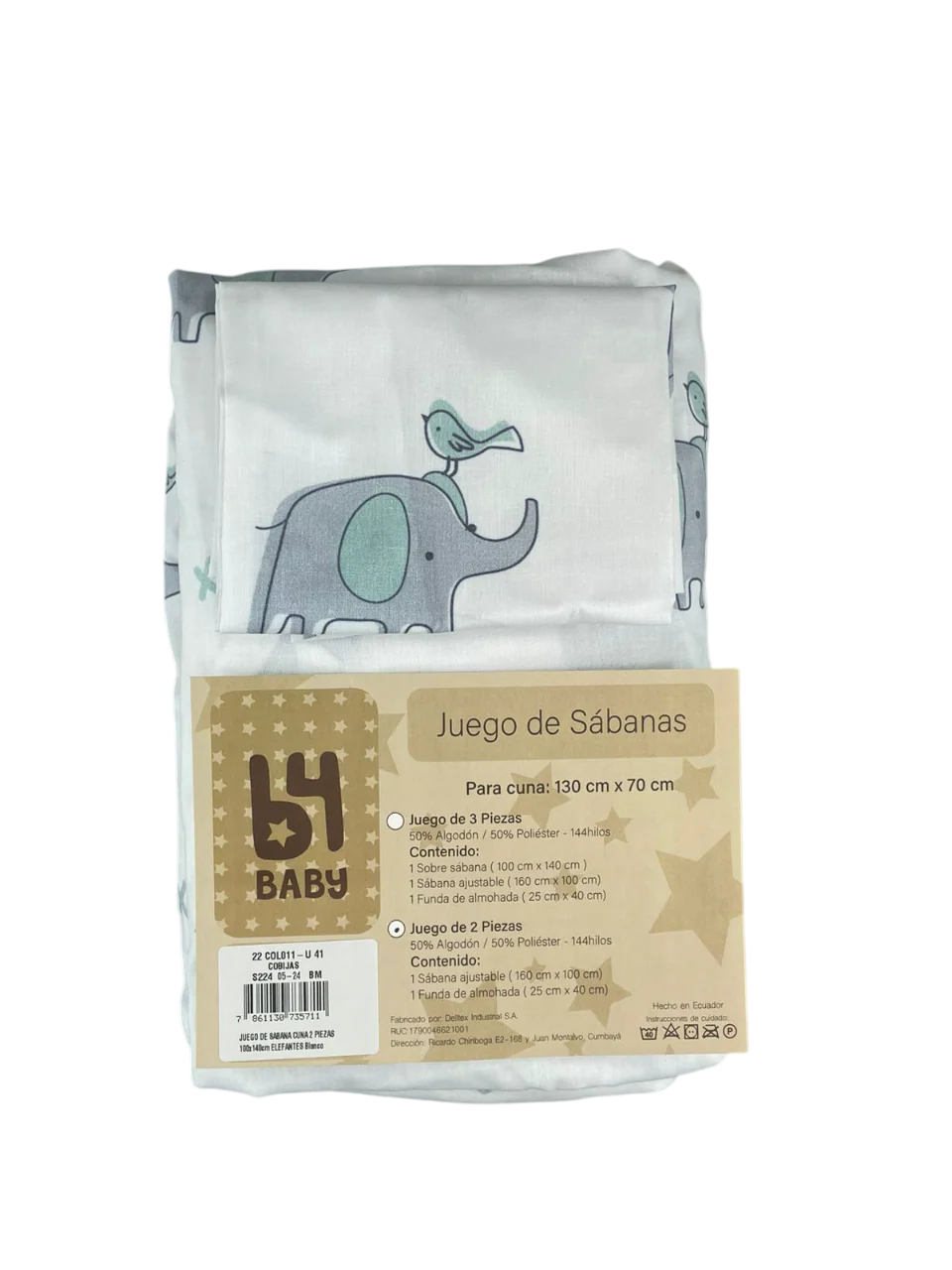 Juego De Sábanas 2 Piezas | Elefantes B4 Baby