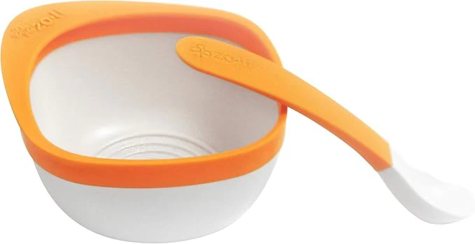 Plato hondo con cuchara naranja