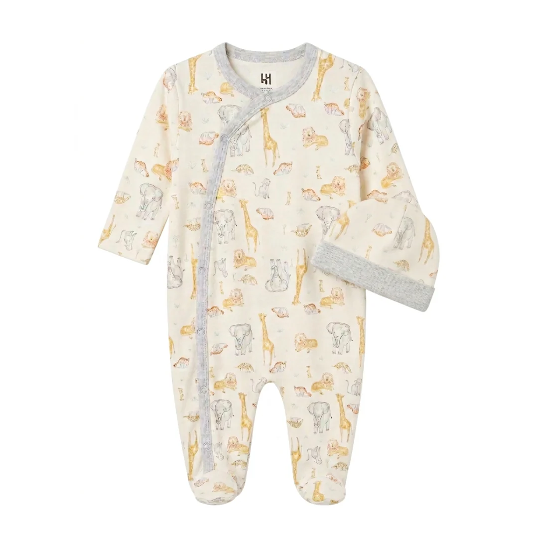 Set de Pijama y gorro de algodón| 6 a 9 meses