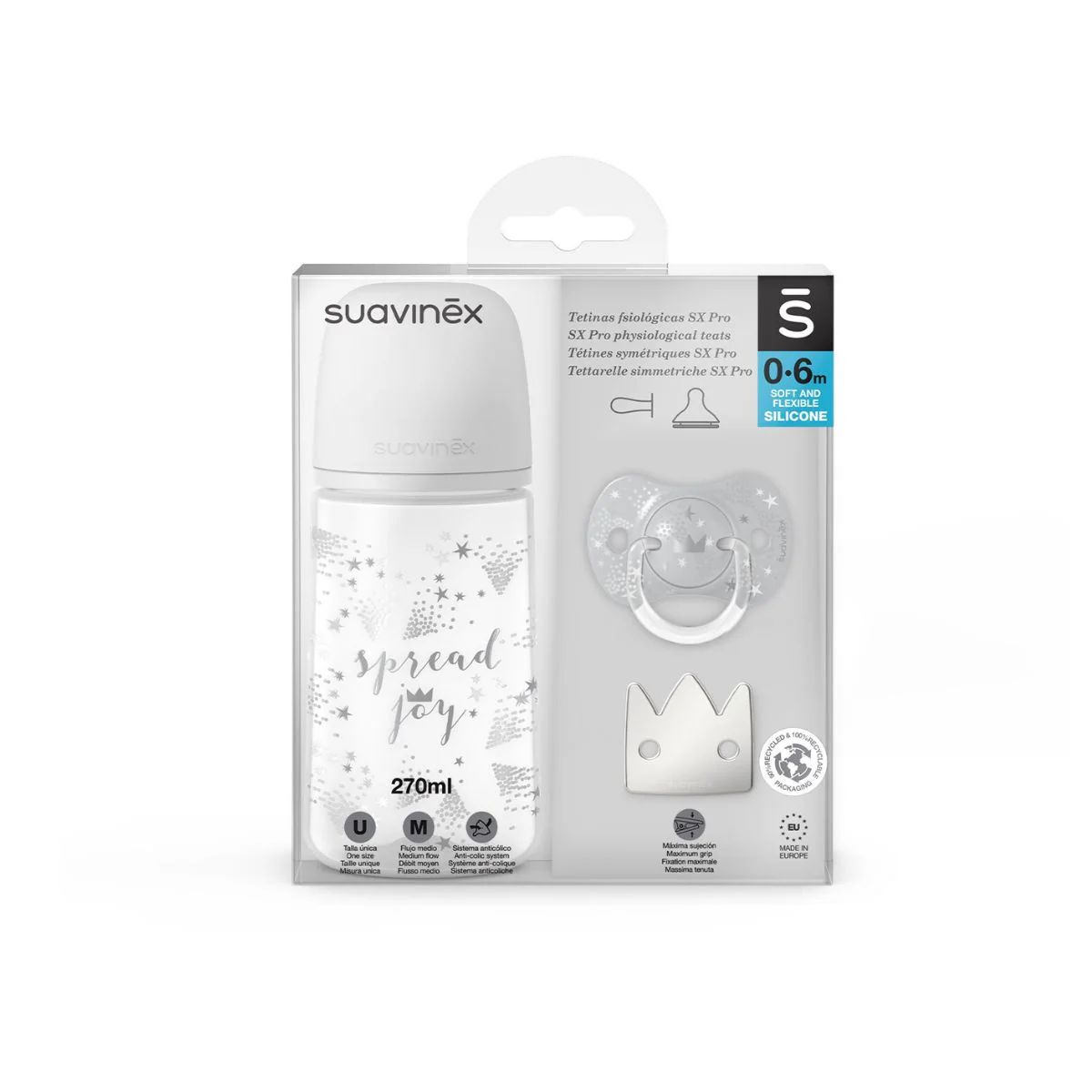 Set De Regalo Biberón 270ml | Gris