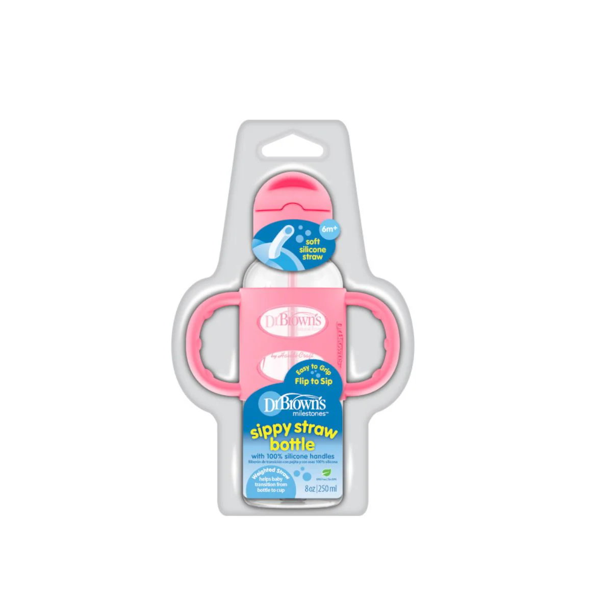 Vaso Con Boquilla Suave y Agarraderas 8 Oz | Rosado